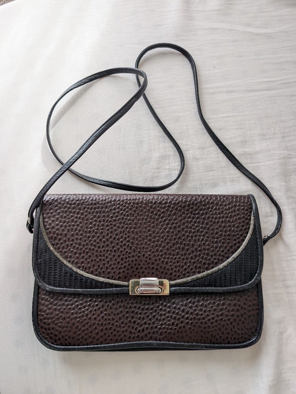 Vintage Roche Crocodile Leather Crossbody Purse Bag Expandable Clutch, Y2K 90s